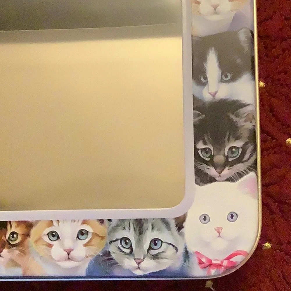 Cat lovers tin, and opal ceramic cat pin with gift bag.